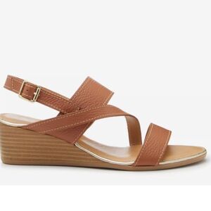 Coach And Four  Woman's Sandal Wedge Leather Strappy Size 11 Boho Resortwear